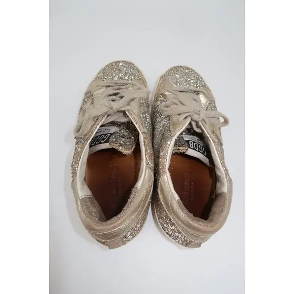 Golden Goose Superstar Sneaker Gold Leather Glitter Size 35 - Picture 7 of 11